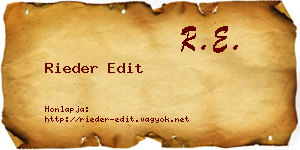 Rieder Edit névjegykártya
